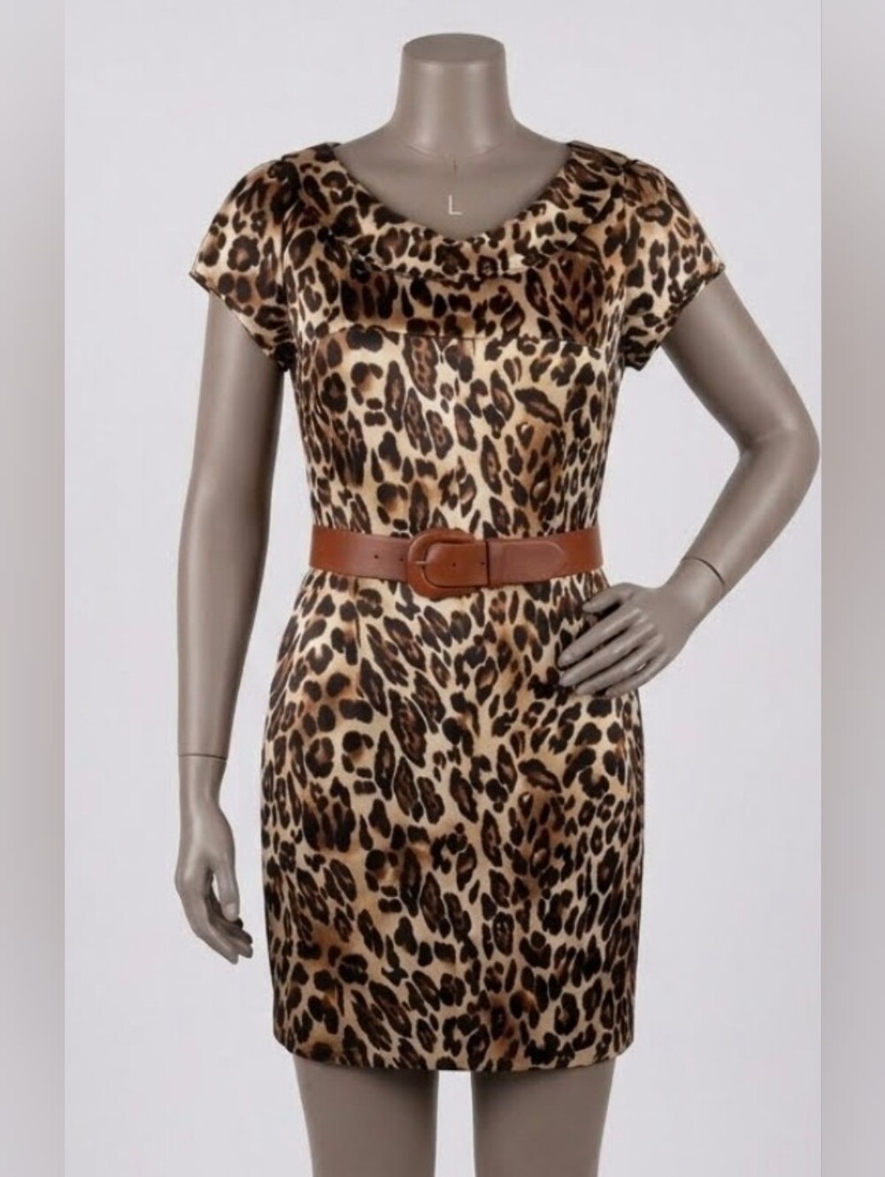 Leopard Print Sheath Shift Silky Mini Dress